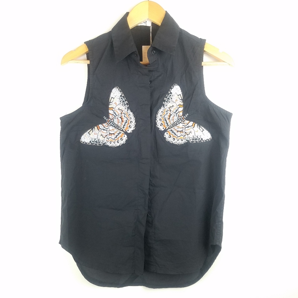 Anne & Dllores Black Butterfly Top Small